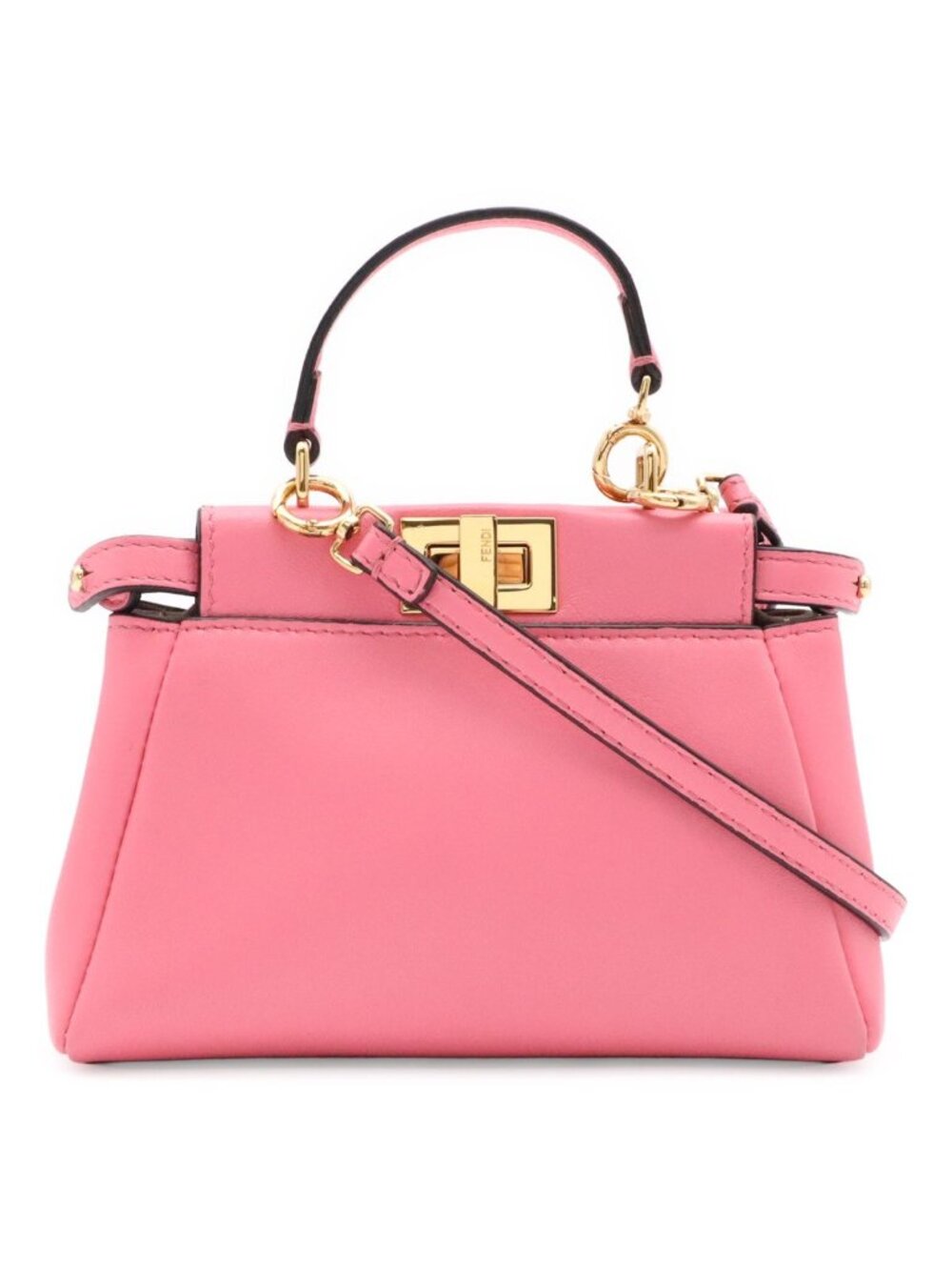 Fendi Micro Peekaboo Mini Bag 2-Way Crossbody Leather Pink Gold
